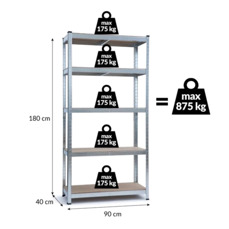 RAFT METALI MDF 180x90x40CM 5x75KG GWI0878