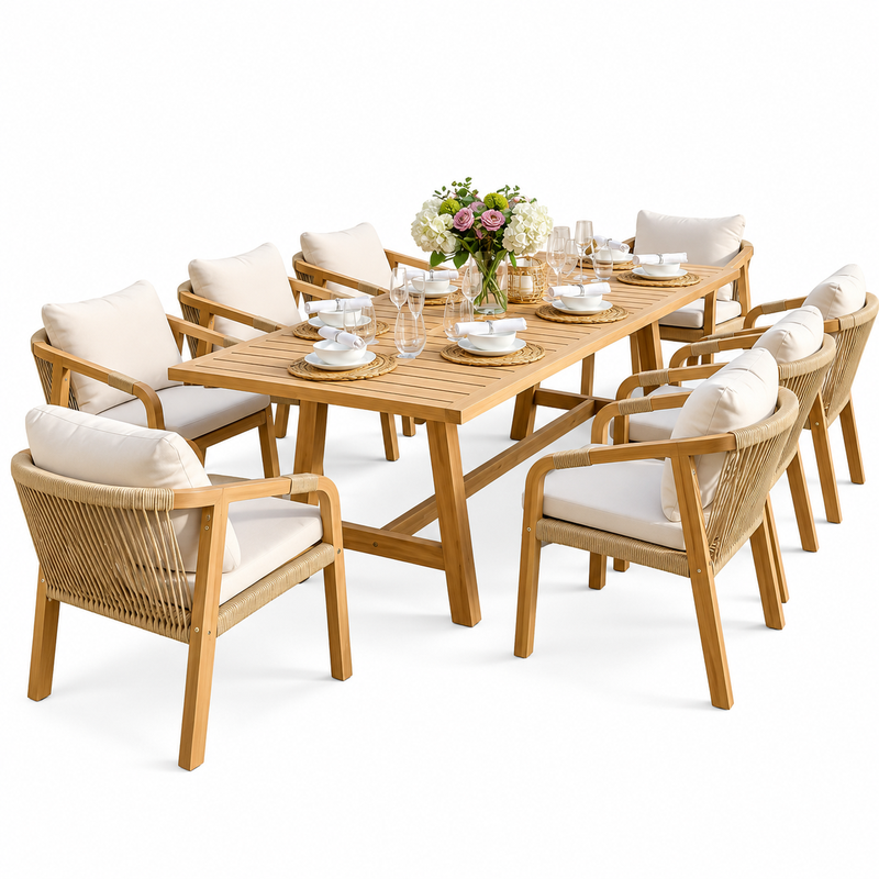 GARDEN SET RIMINI DTC211111-DTT192015 DINNING TABLE WITH 8 CHAIRS