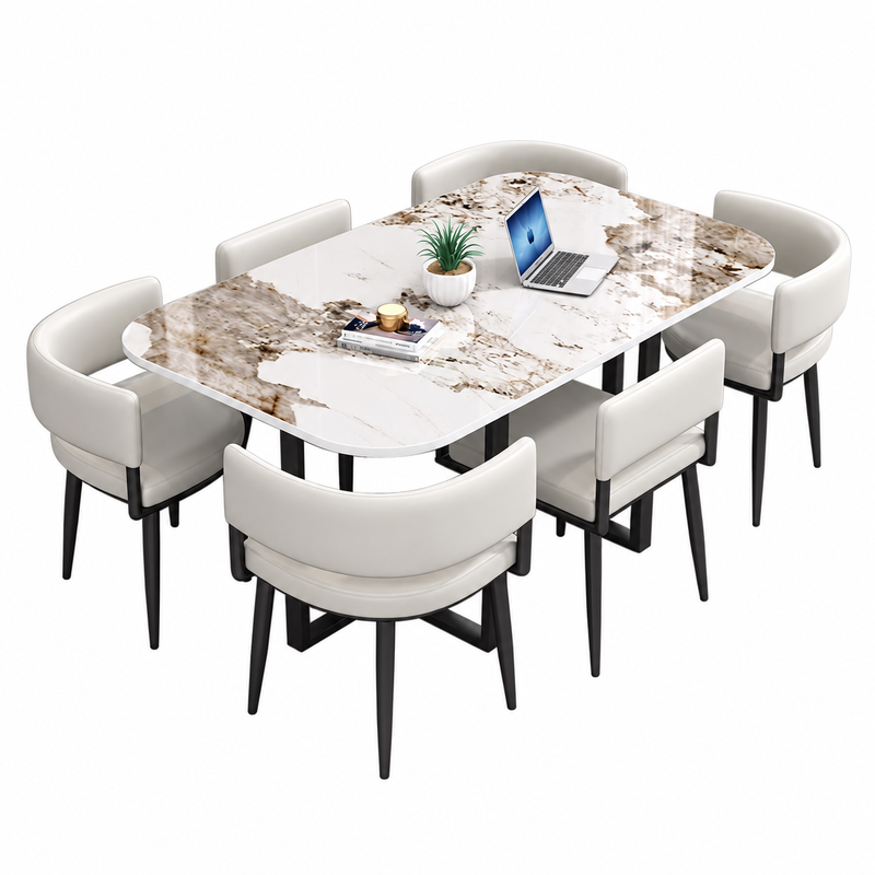 SET TAVOLINE KUZHINE 909-C 150X90X75CM ME 6 KARRIGE BARDH