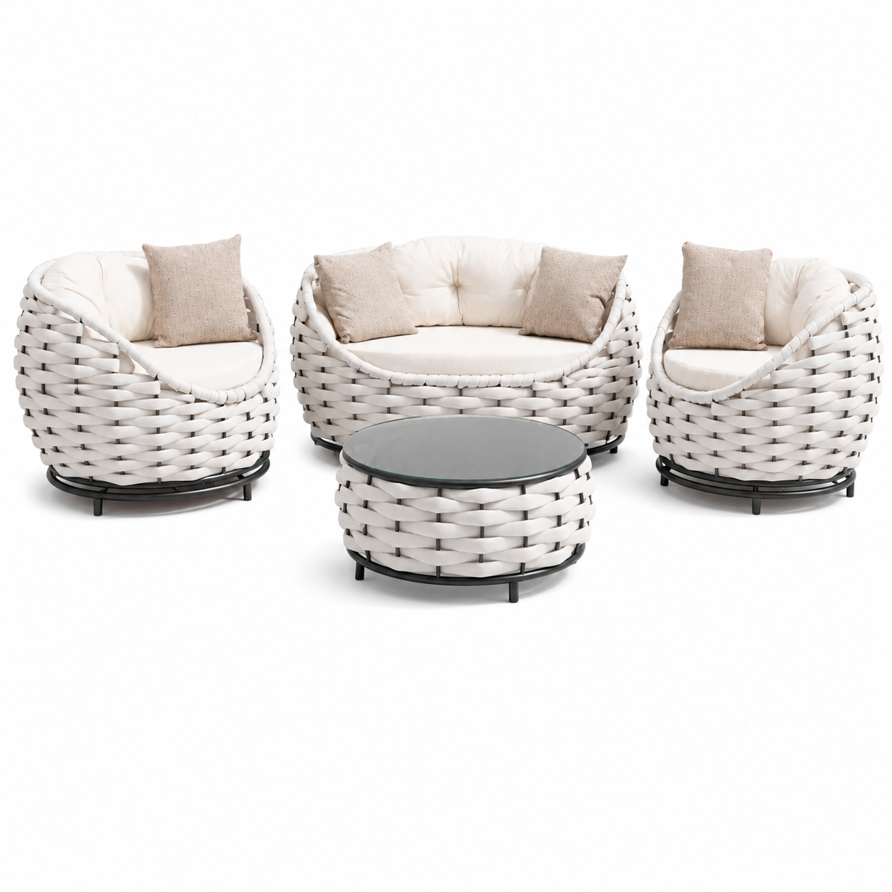 SET ULSE KOPSHTI NT021 - ATLANTA KREM (2+1+1+TAVOLINA)