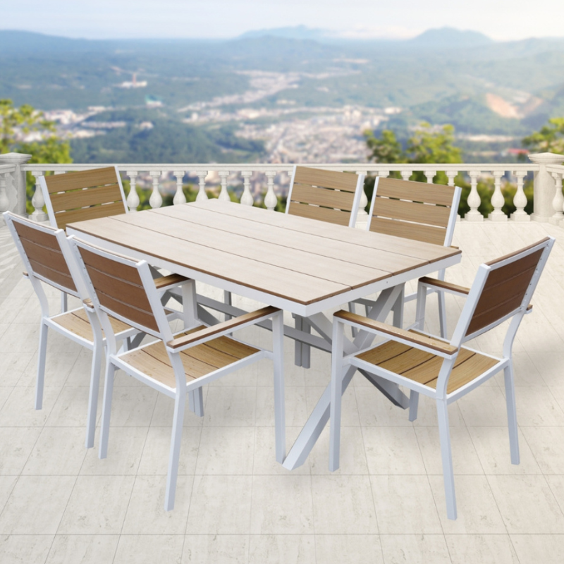 SET TAVOLINE ME 6 KARRIGE KREM ME BARDH G100-23 BH-16