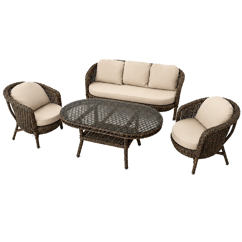 SET KOPSHTI GIZA 3+1+1+TAVOLINE 160X94X72 CAPPUCCINO