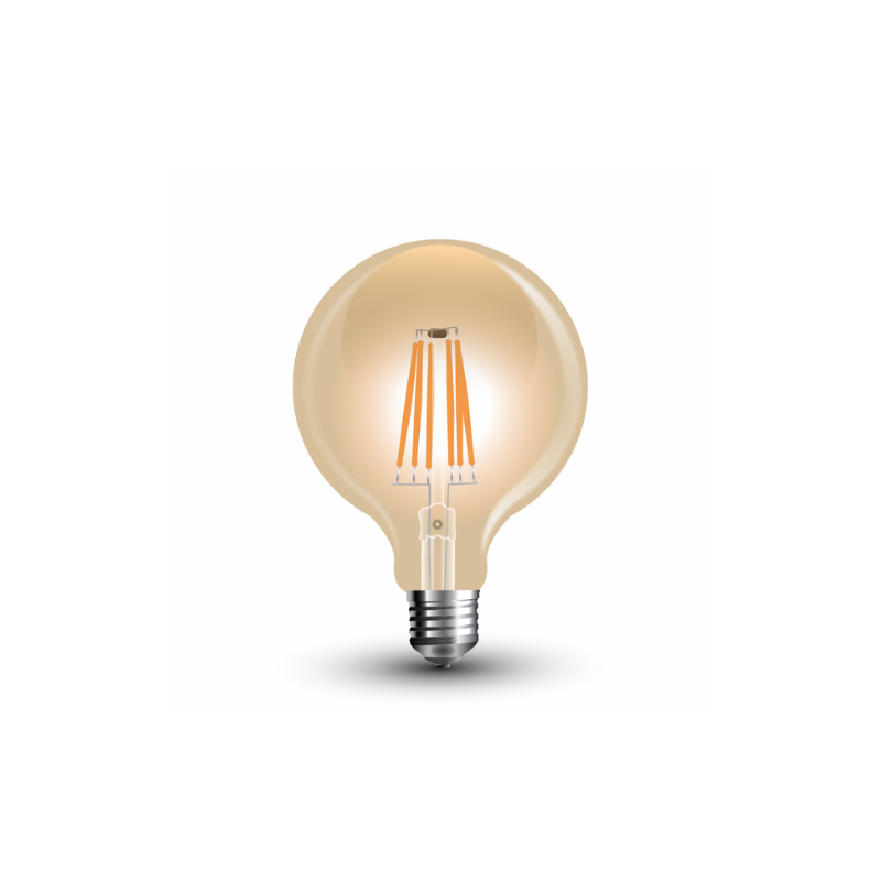 POQ V-TAC ME FILAMENT AMBER 6W G125 2200K E27 214473