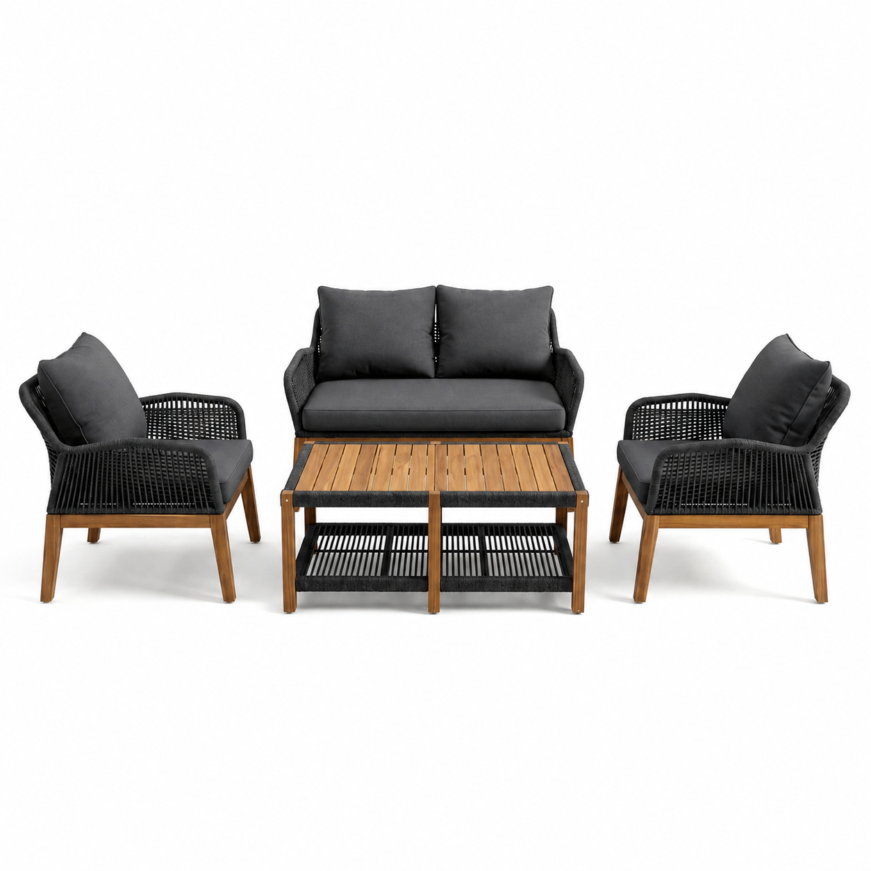 SET PER KOPSHT TORANO 2+1+1 +TABLE LK-GG-04.25 BROWN MIX