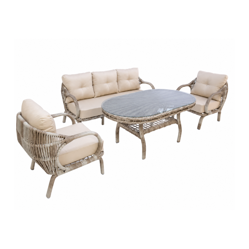 SET KOPSHTI WANESSA 3+1+1+TAVOLINE 160X90X63CM CAPPUCCINO