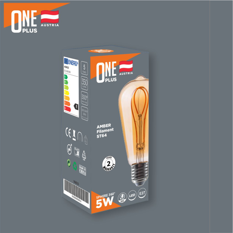 POQ ONE PLUS ME FILAMENT 5W ST64 2200K E27 AMBER