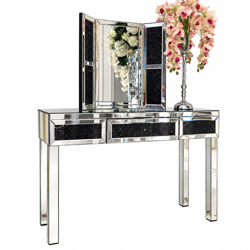 TAVOLINË PASQYRE 120X40 SILVER+BLACK
