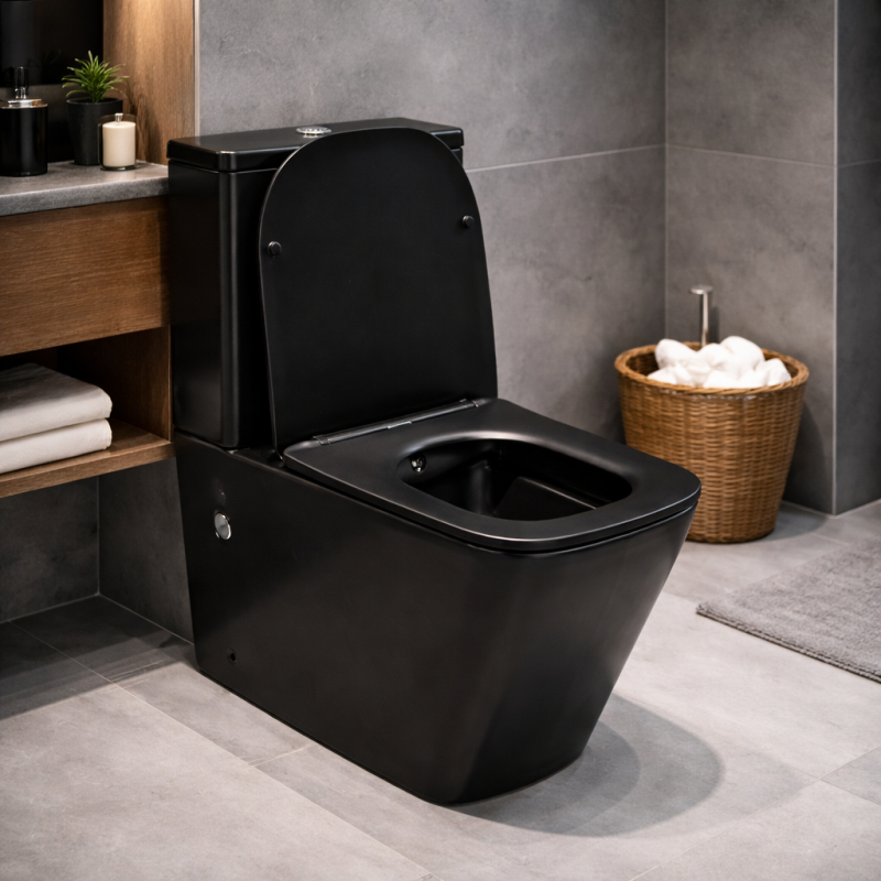 SHOLE TOKE TURA ME FONTAN + KAPAK MATT BLACK SQE AP2012MB 640*365*820 2/1