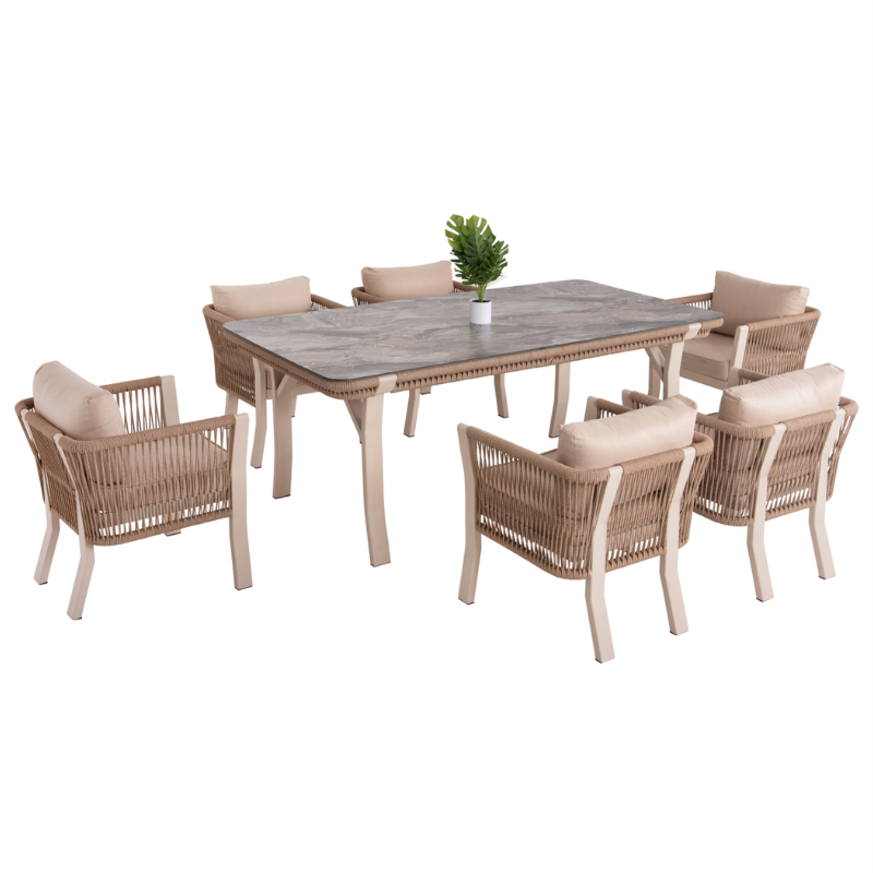 SET ULSE KOPSHTI PER NGRENJE FLORENCE TAVOLINE + 6 KARRIGA