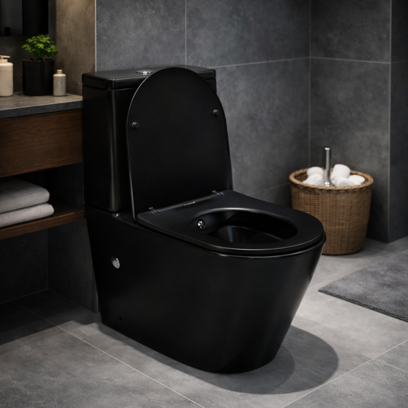 SHOLE TOKE TURA ME FONTAN + KAPAK MATT BLACK RND AP2011MB 620*365*800 2/1