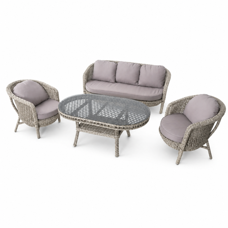 SET KOPSHTI GIZA 3+1+1+TAVOLINE 160X94X72 CAPPUCCINO