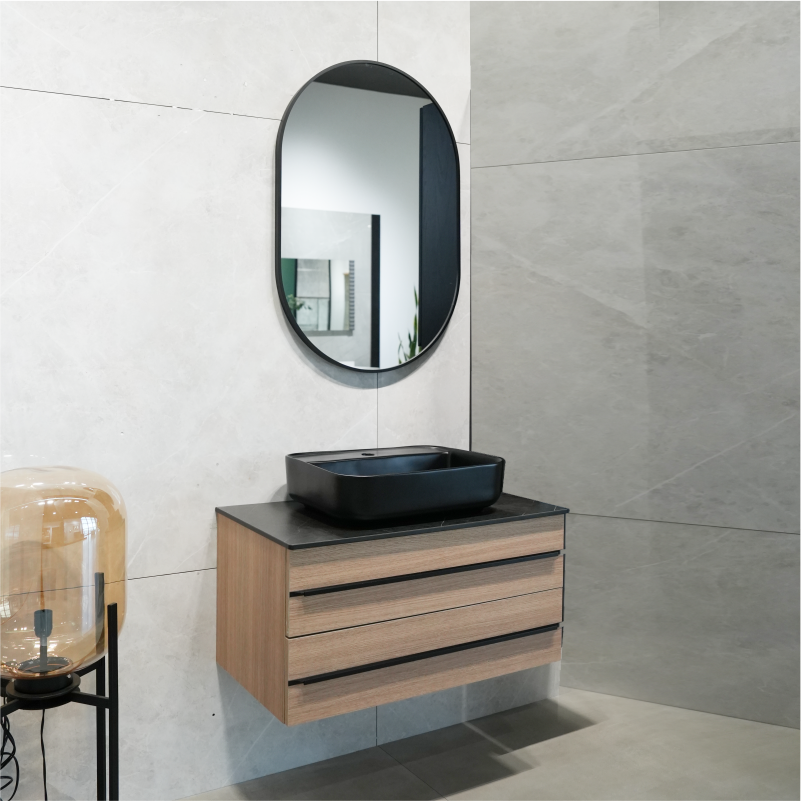 KOMODE PER BANJO GO-1125BF WOOD (TOP BASIN BLACK) 80CM